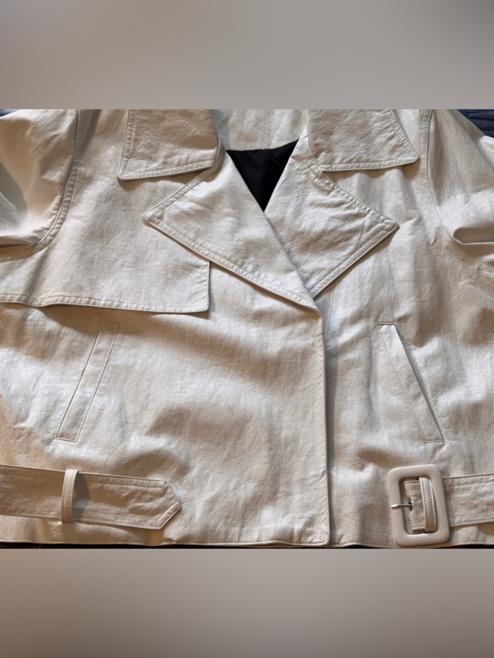 Zara Off White Lightweight Faux Leather Jacket Size M - Picture 12 of 16